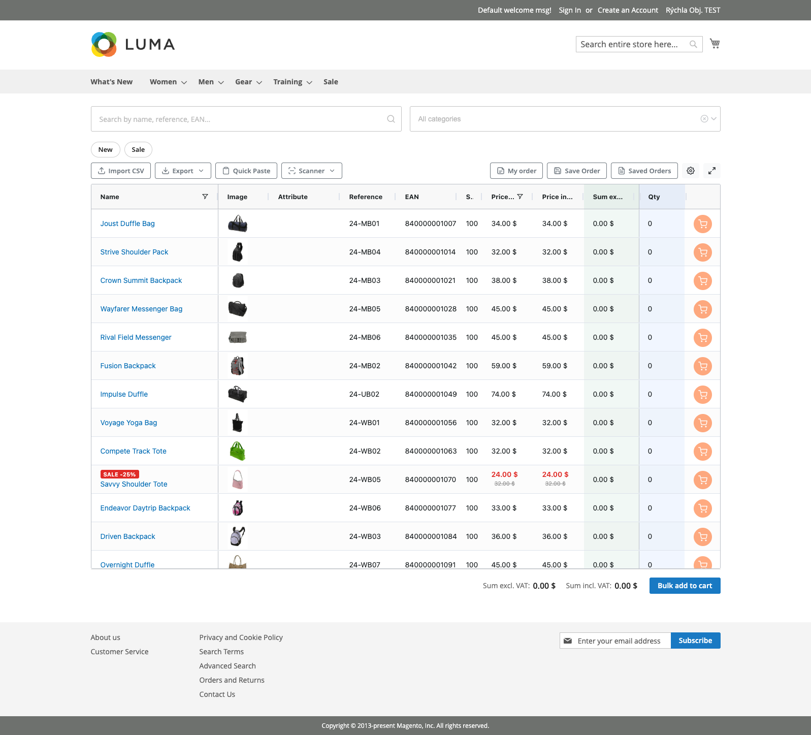 Quick Order Page Overview