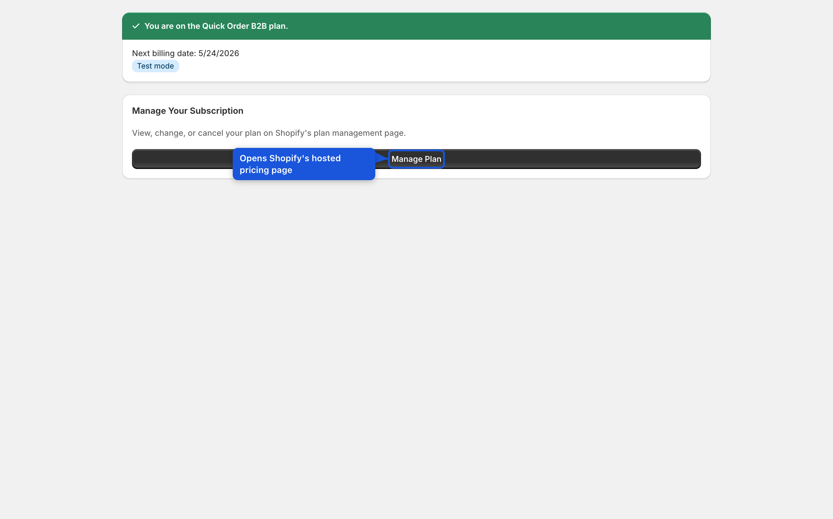 Plan & Billing page with an active subscription