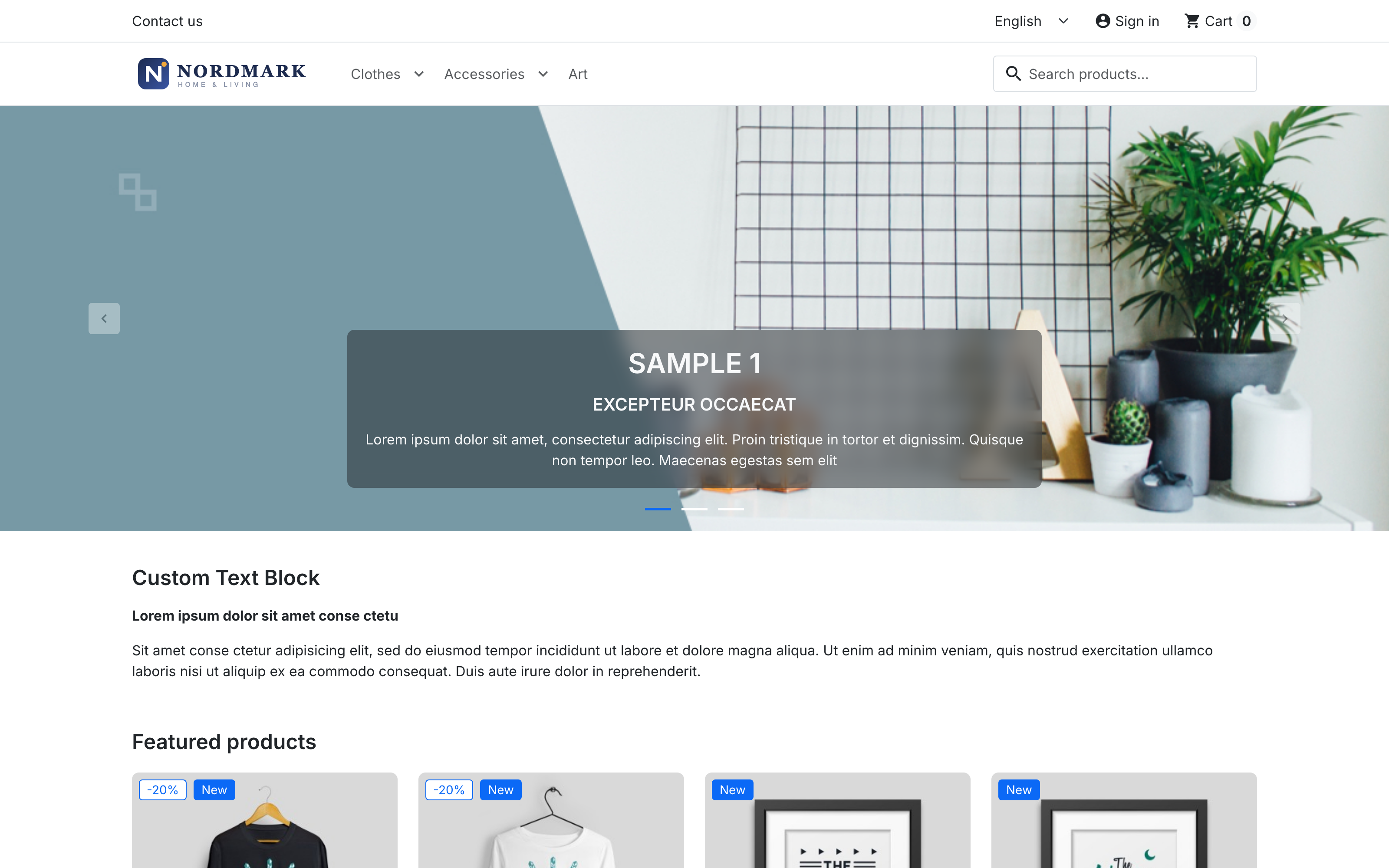 Full storefront homepage with the localized logo in the header