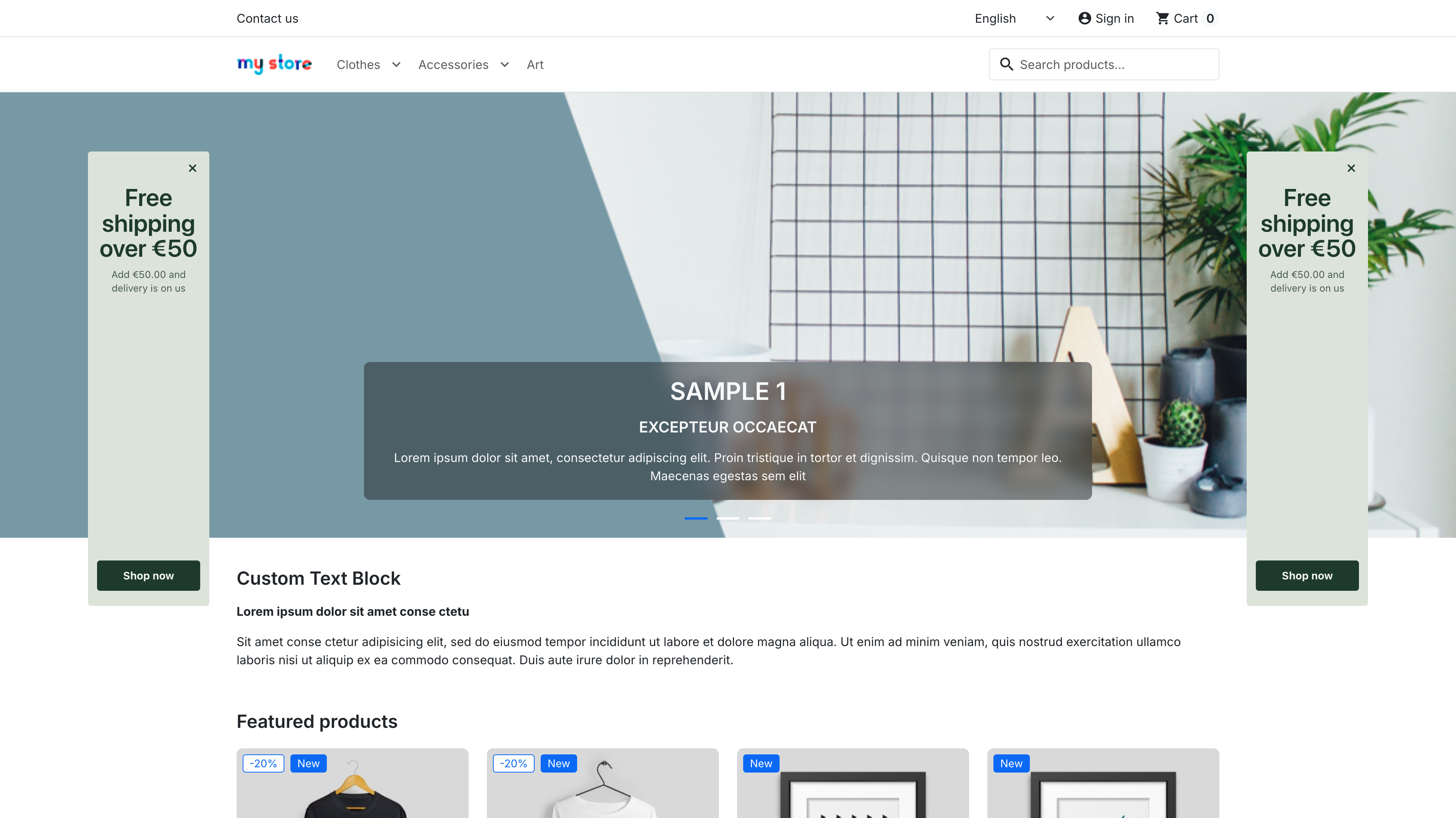 Side banners next to the content on a wide screen