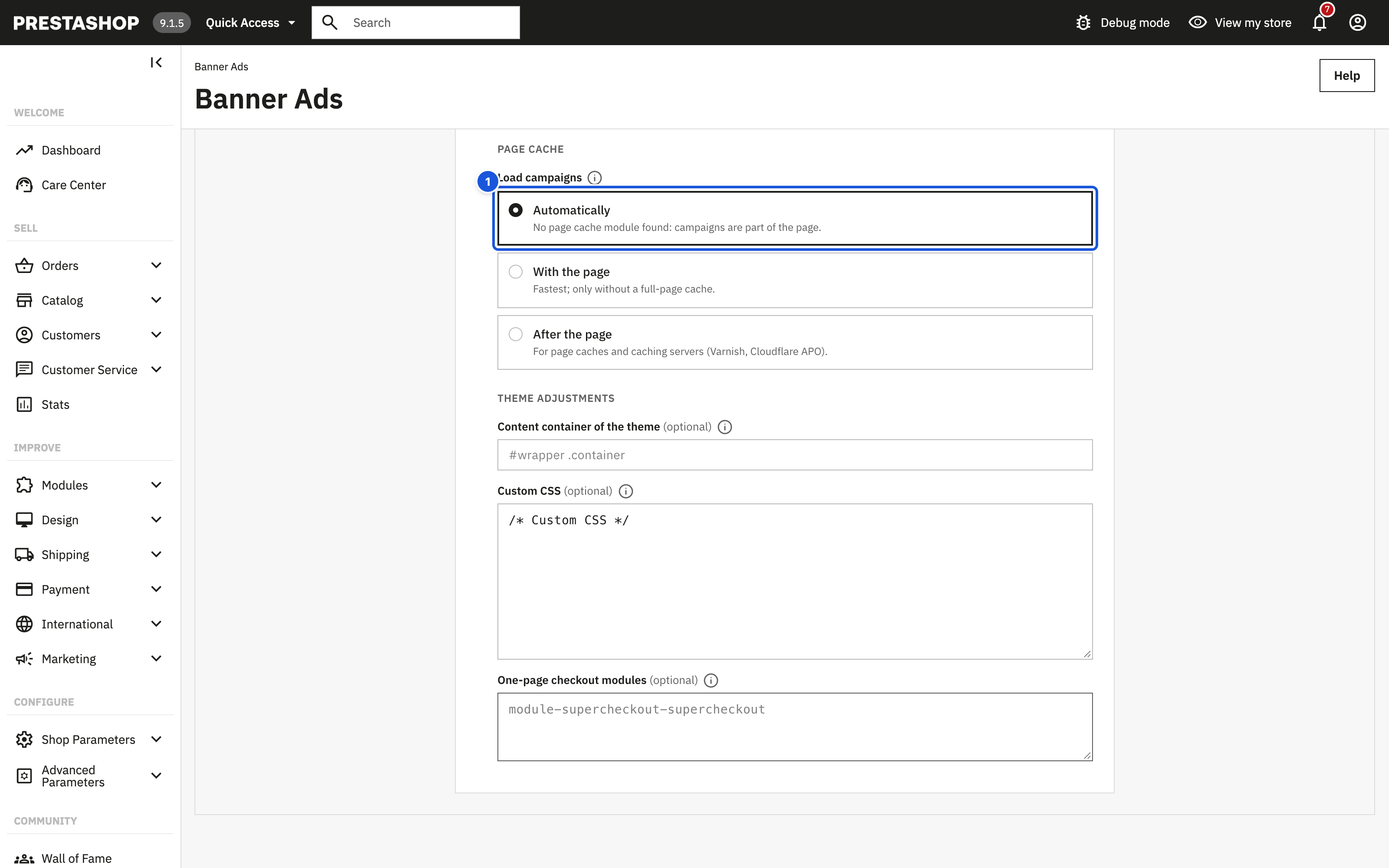 Page cache: (1) Automatically, with the detected case