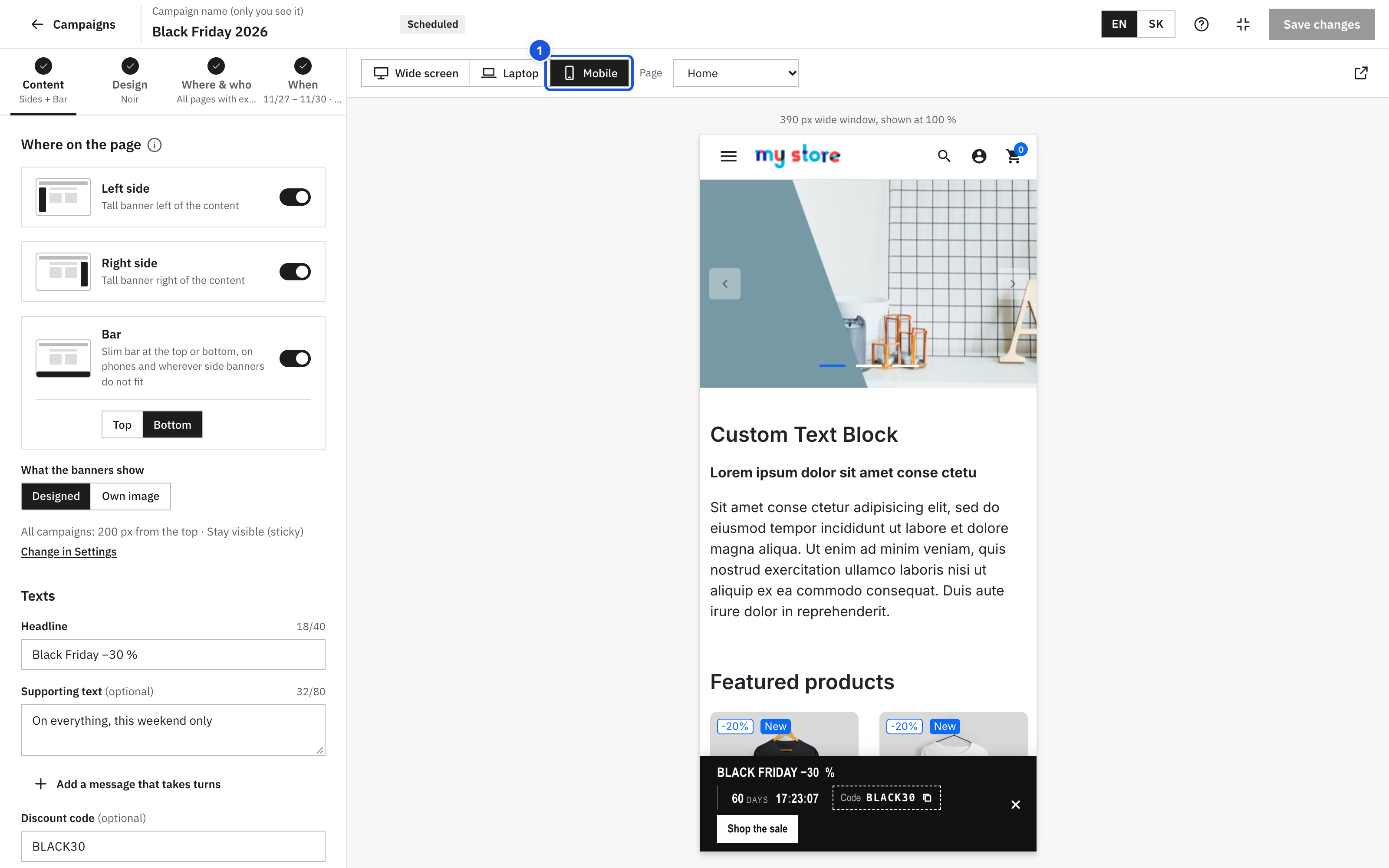 Preview on a phone: (1) Wide screen, Laptop or Mobile